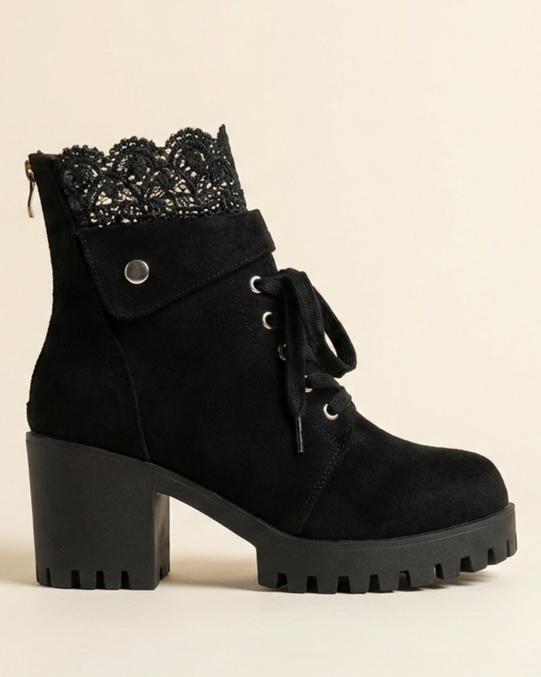 Tania - Bottines en dentelle avec talon épais