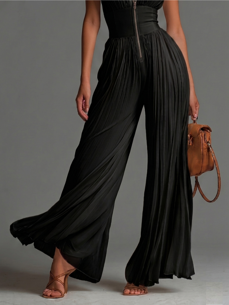 Combinaison Zsófia – Chiffon Plissé Noir