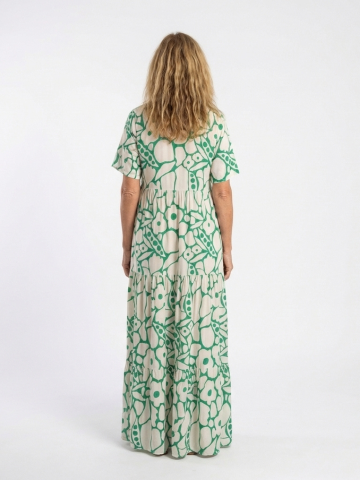 ZULEIKA | ROBE MIDI FLORALE À MANCHES COURTES ET COL EN V
