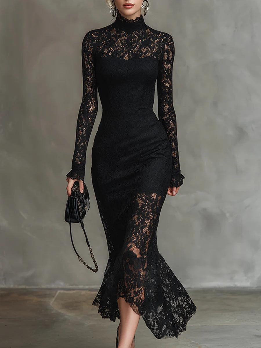 Julia™ | Robe Maxi en Dentelle Noire