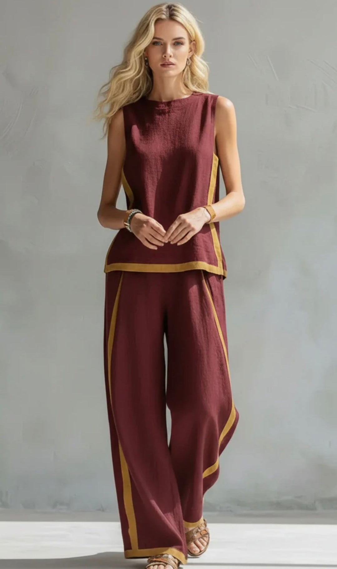 Marlene | Ensemble d'Été Élégant à Pantalon Large en Deux Pièces