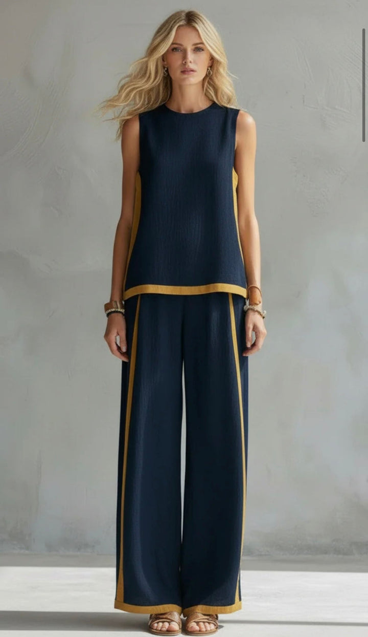 Marlene | Ensemble d'Été Élégant à Pantalon Large en Deux Pièces