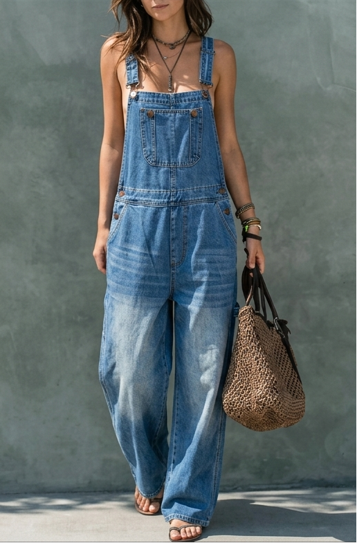 Harper | Combinaison en Denim à Taille Élastique