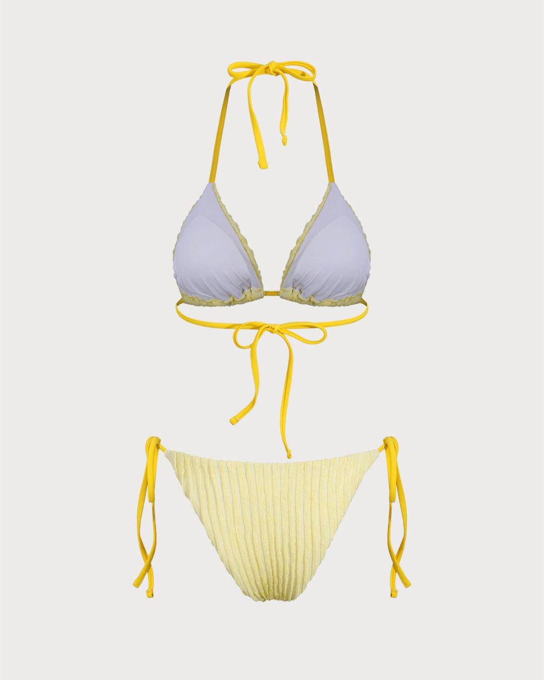 Ensemble de Bikini Triangle Jaune avec Harnais