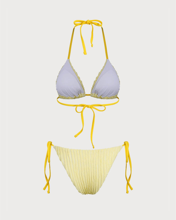 Ensemble de Bikini Triangle Jaune avec Harnais