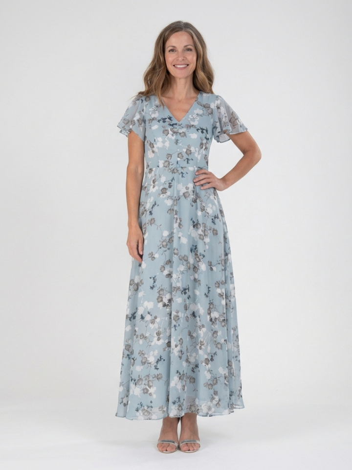 ISMERIA | ROBE MAXI EN CHIFFON FLORAL