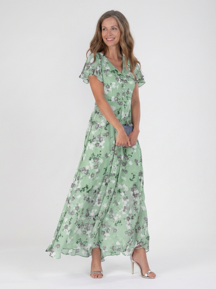 ISMERIA | ROBE MAXI EN CHIFFON FLORAL