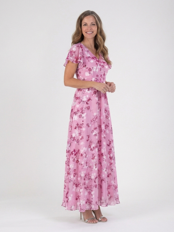 ISMERIA | ROBE MAXI EN CHIFFON FLORAL