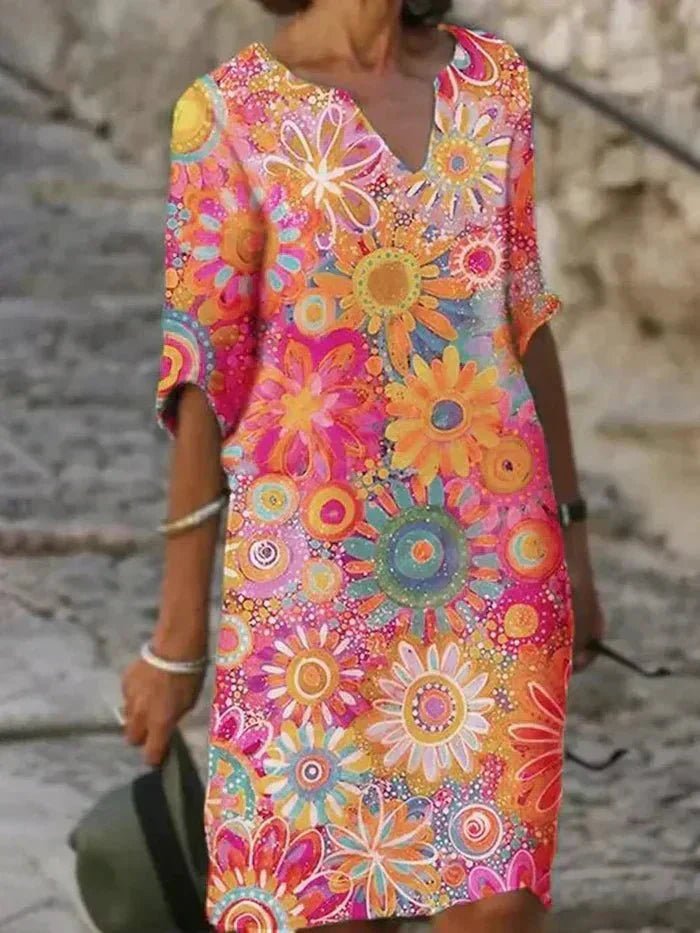 Nira | Robe Midi Fleurie Éclatante