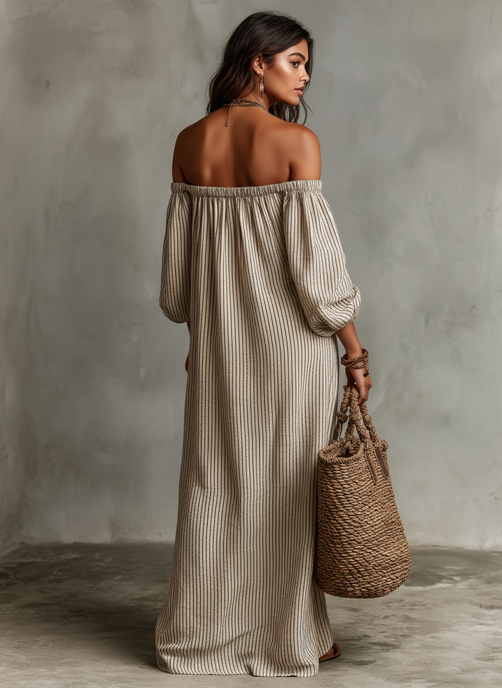 Elena | Robe longue fluide à épaules dénudées