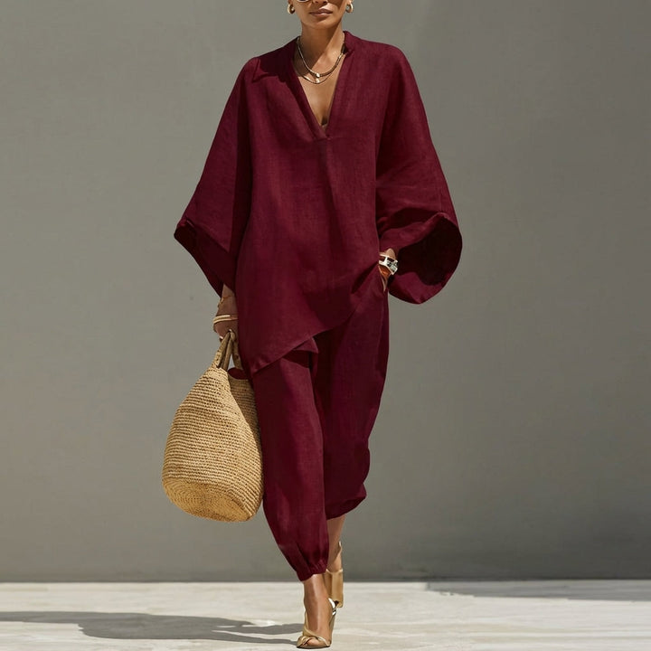 Marina | Ensemble haut V décontracté et pantalon large