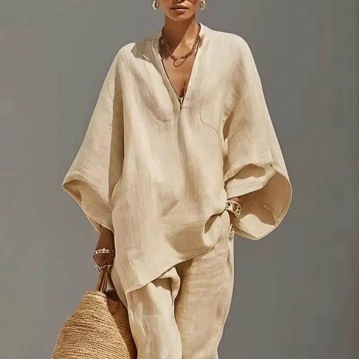 Marina | Ensemble haut V décontracté et pantalon large