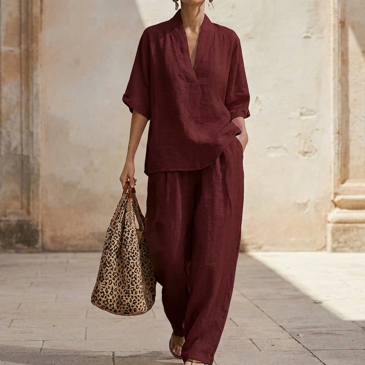 Dolores | Haut Henley décontracté et pantalon large assorti