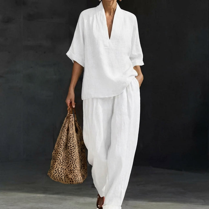 Dolores | Haut Henley décontracté et pantalon large assorti