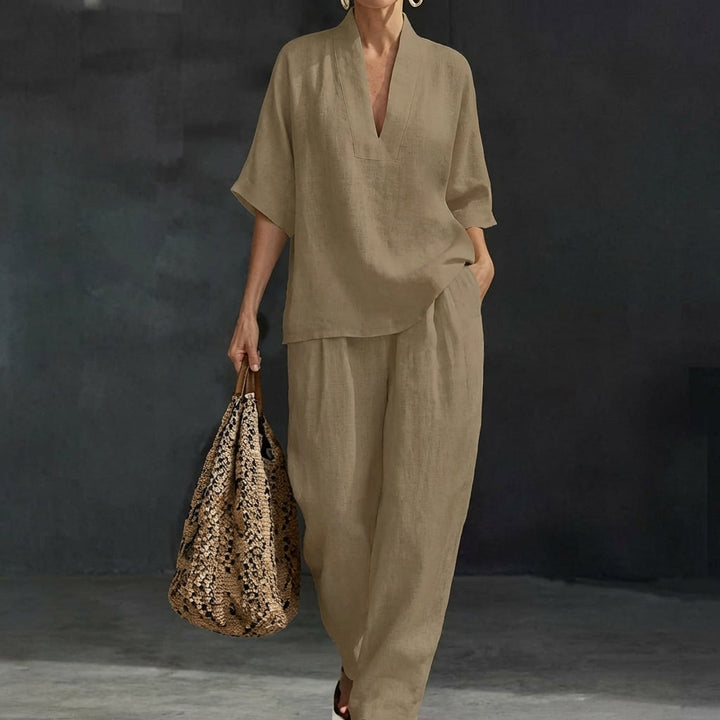Dolores | Haut Henley décontracté et pantalon large assorti