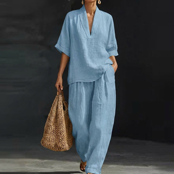 Dolores | Haut Henley décontracté et pantalon large assorti