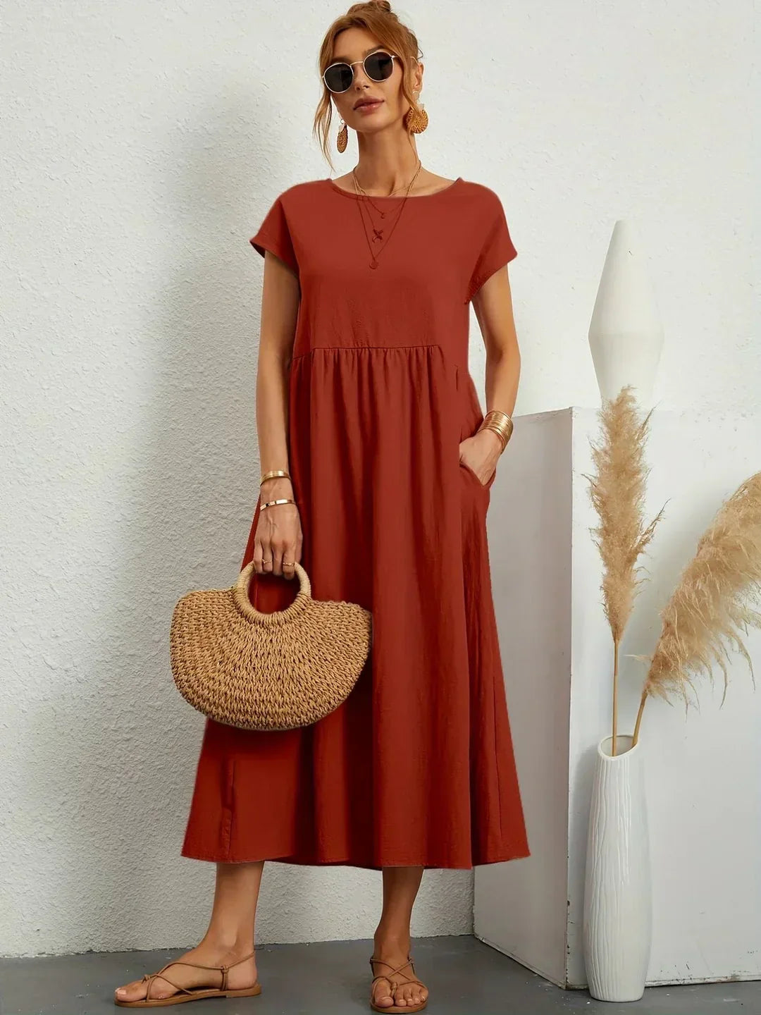 Lucas— Robe midi fluide élégance intemporelle