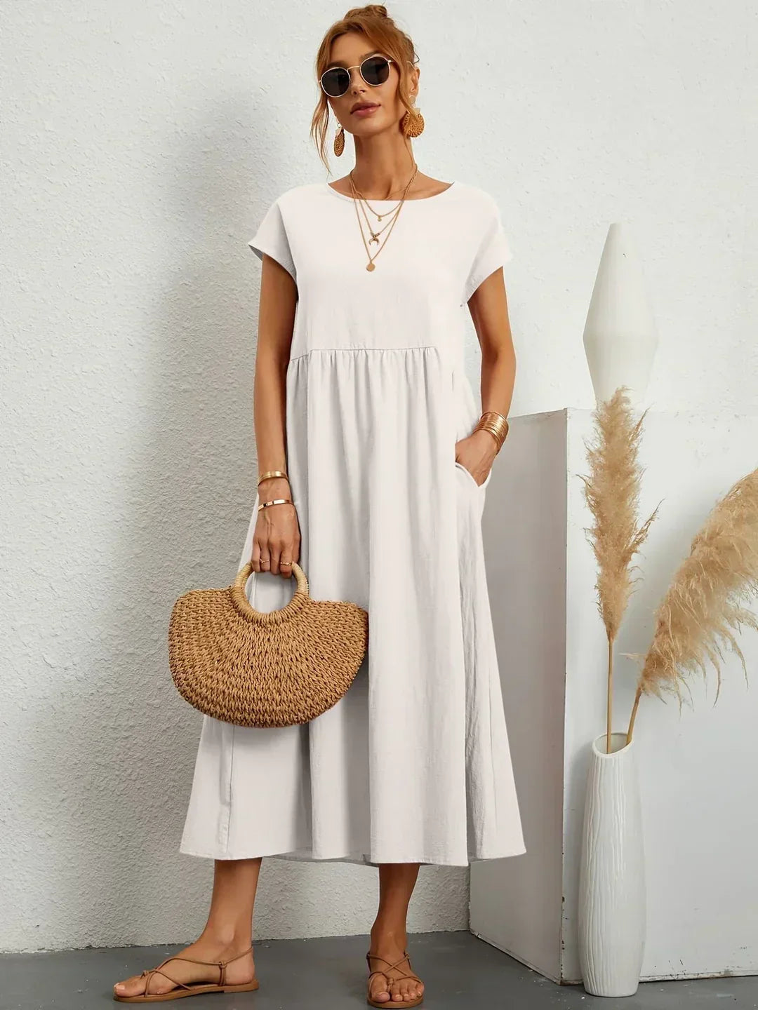 Lucas— Robe midi fluide élégance intemporelle
