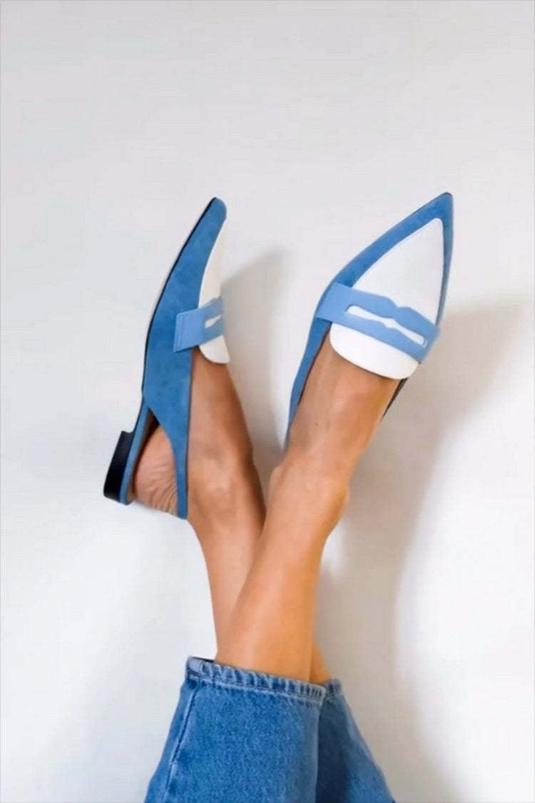 Jacqueline | Mocassins à talon bleu