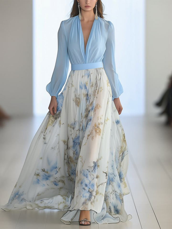 Belle Robe Maxi avec Imprimé Floral