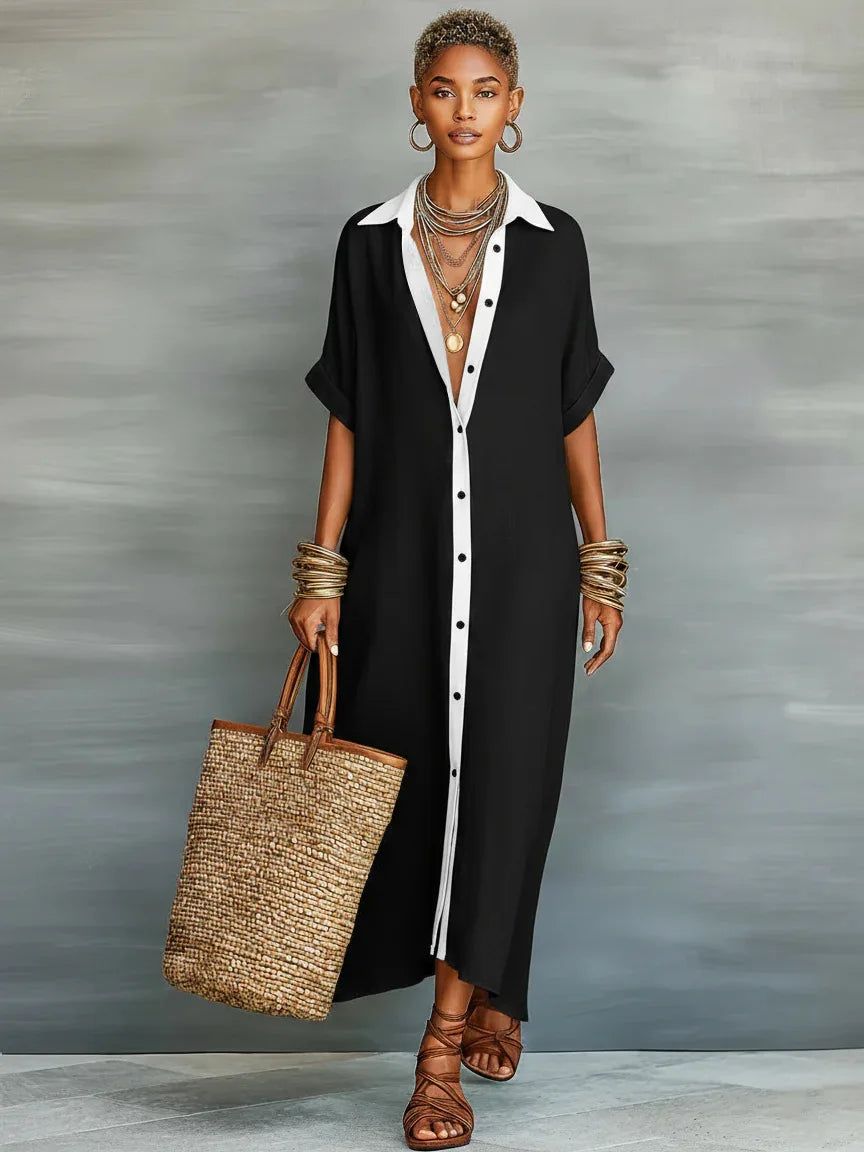 Robe Chemise à Col Rabattu