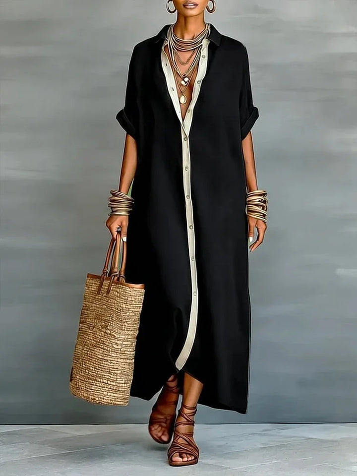Robe en Coton Lin de Couleur