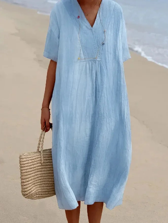 Robe maxi en coton et lin pour