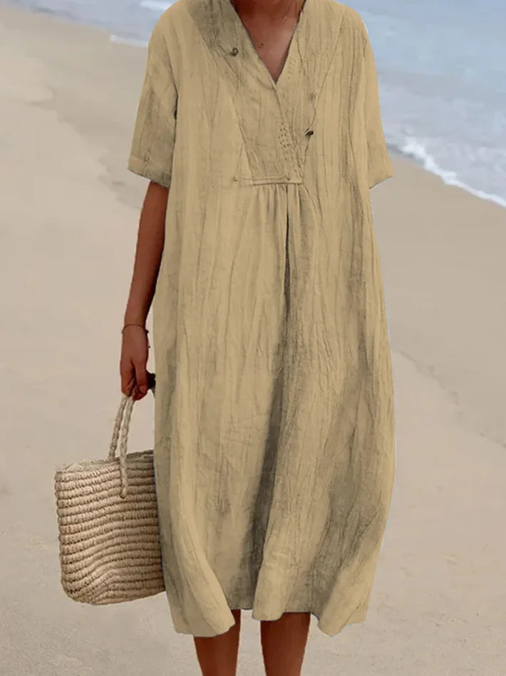 Robe maxi en coton et lin pour