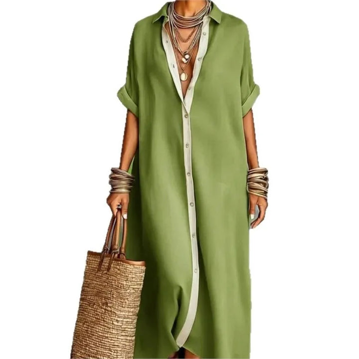 Robe en Coton Lin de Couleur
