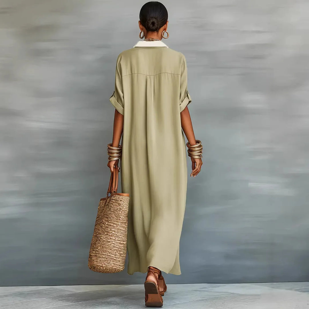 Robe Chemise à Col Rabattu
