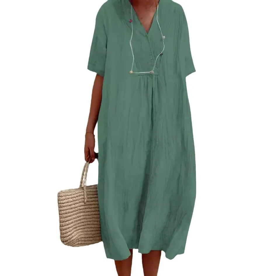 Robe maxi en coton et lin pour
