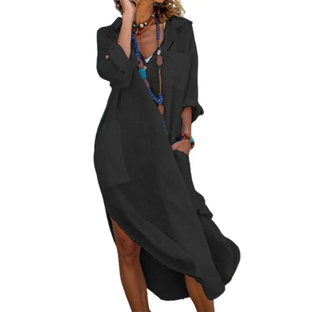 Robe Chemise Femme en Lin et Coton
