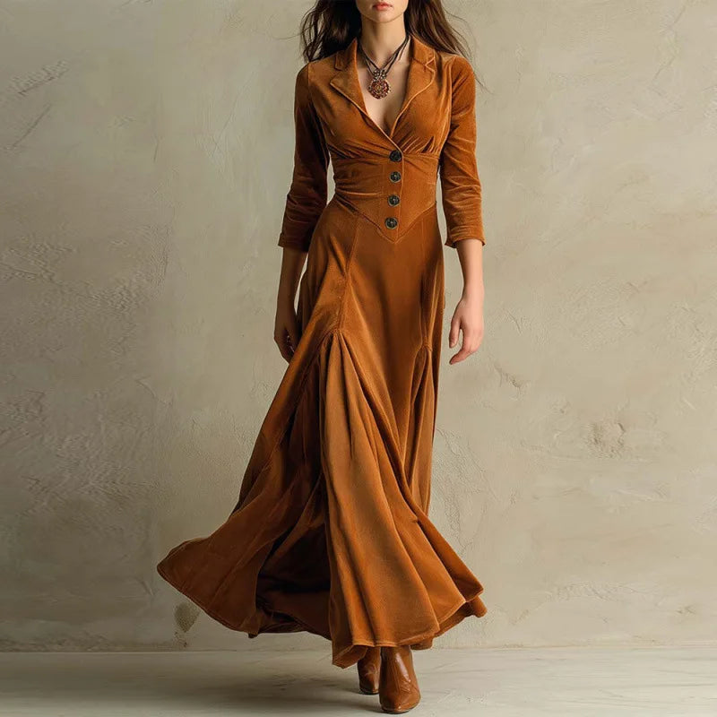 Mirella | Robe Maxi en Velours Fluide