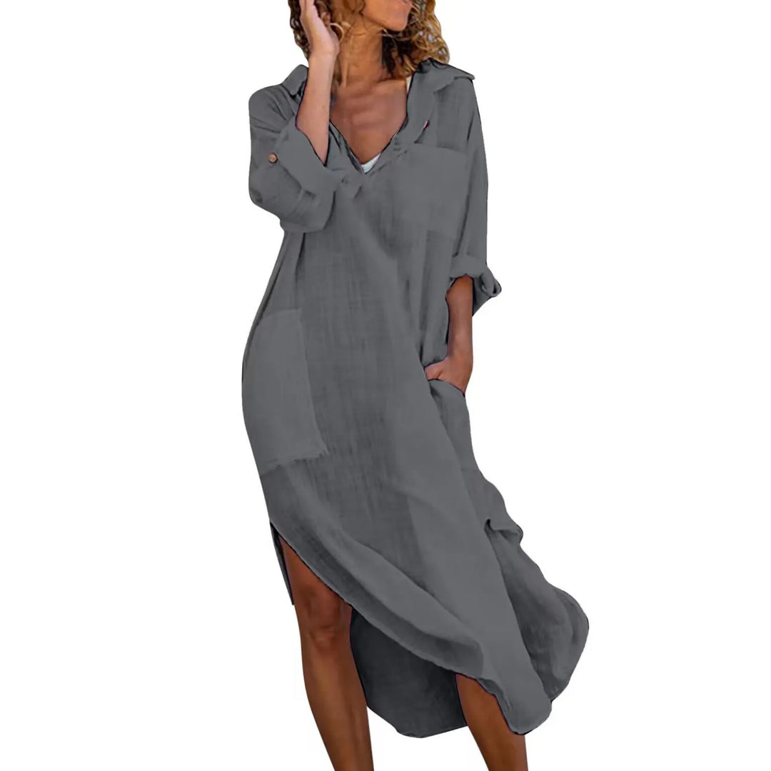 Robe Chemise Femme en Lin et Coton