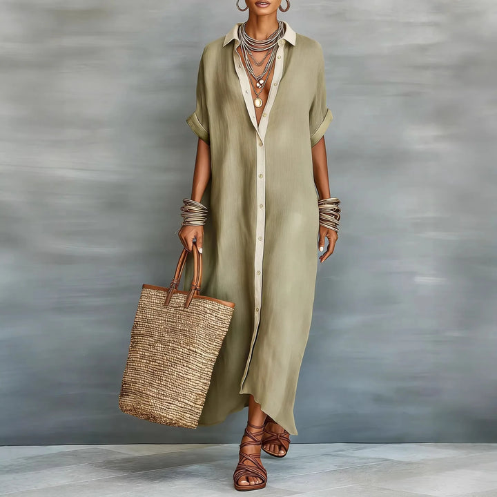 Robe Chemise à Col Rabattu