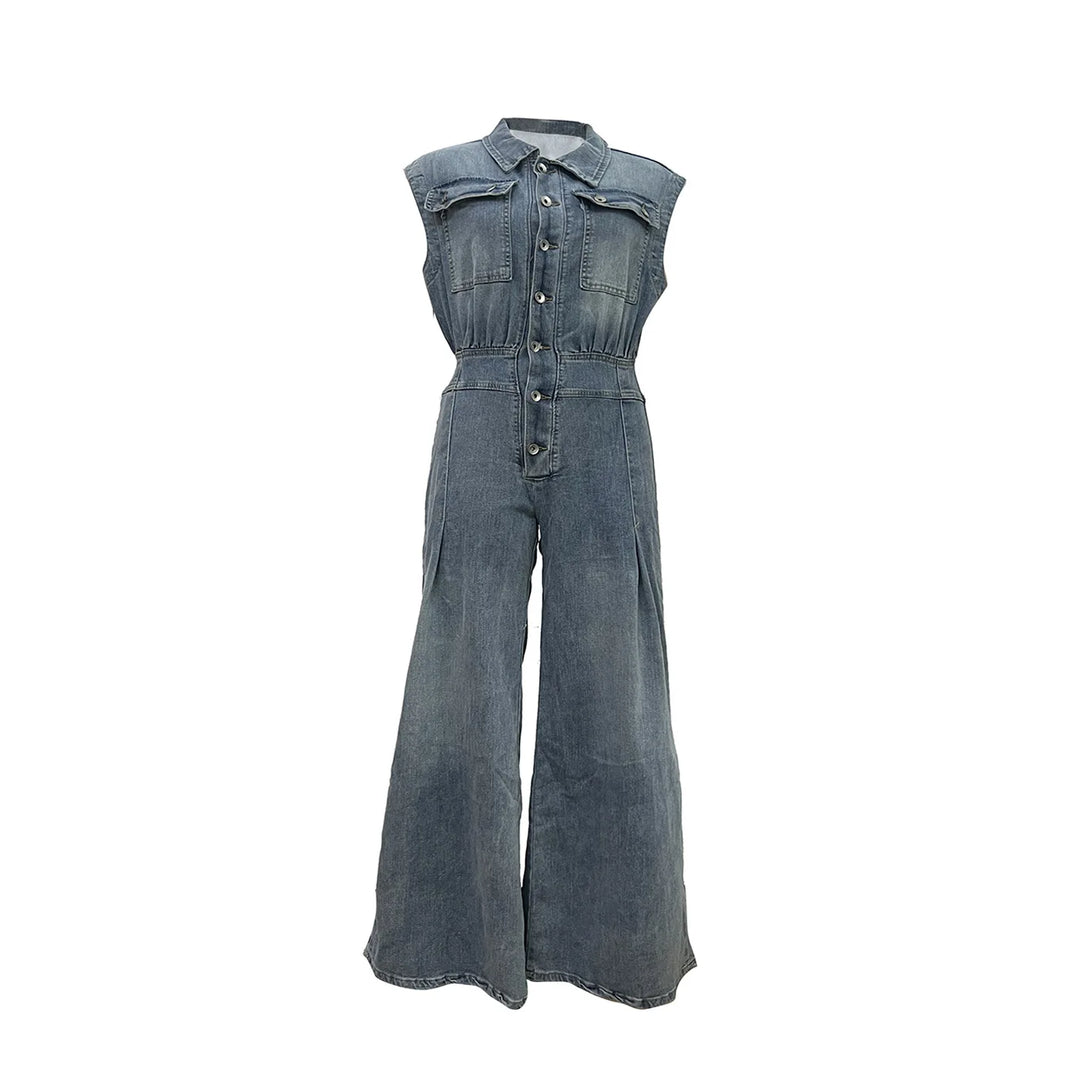 Stella | Combinaison en Jean à Taille Cintrée et Jambes Larges