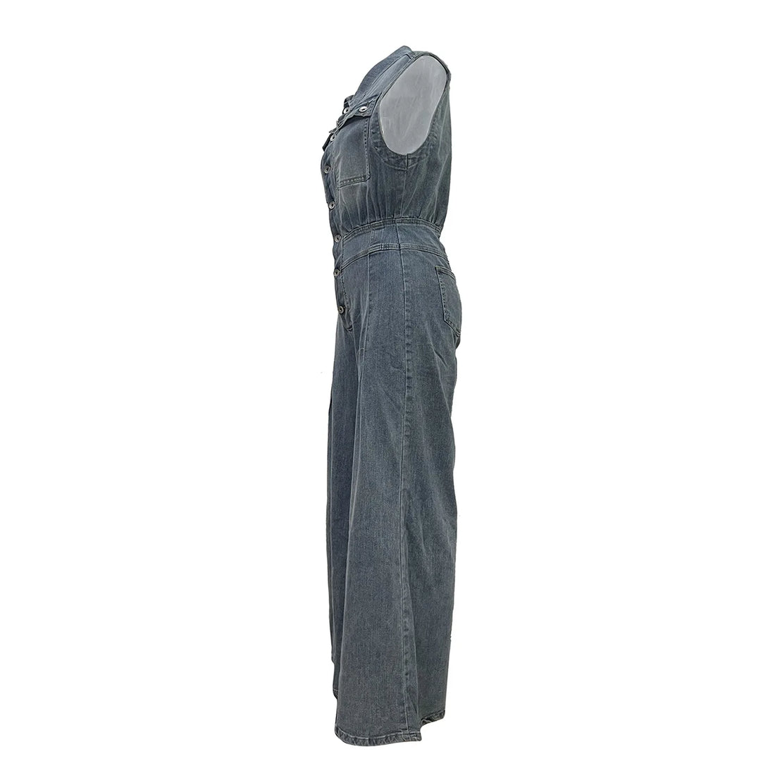 Stella | Combinaison en Jean à Taille Cintrée et Jambes Larges
