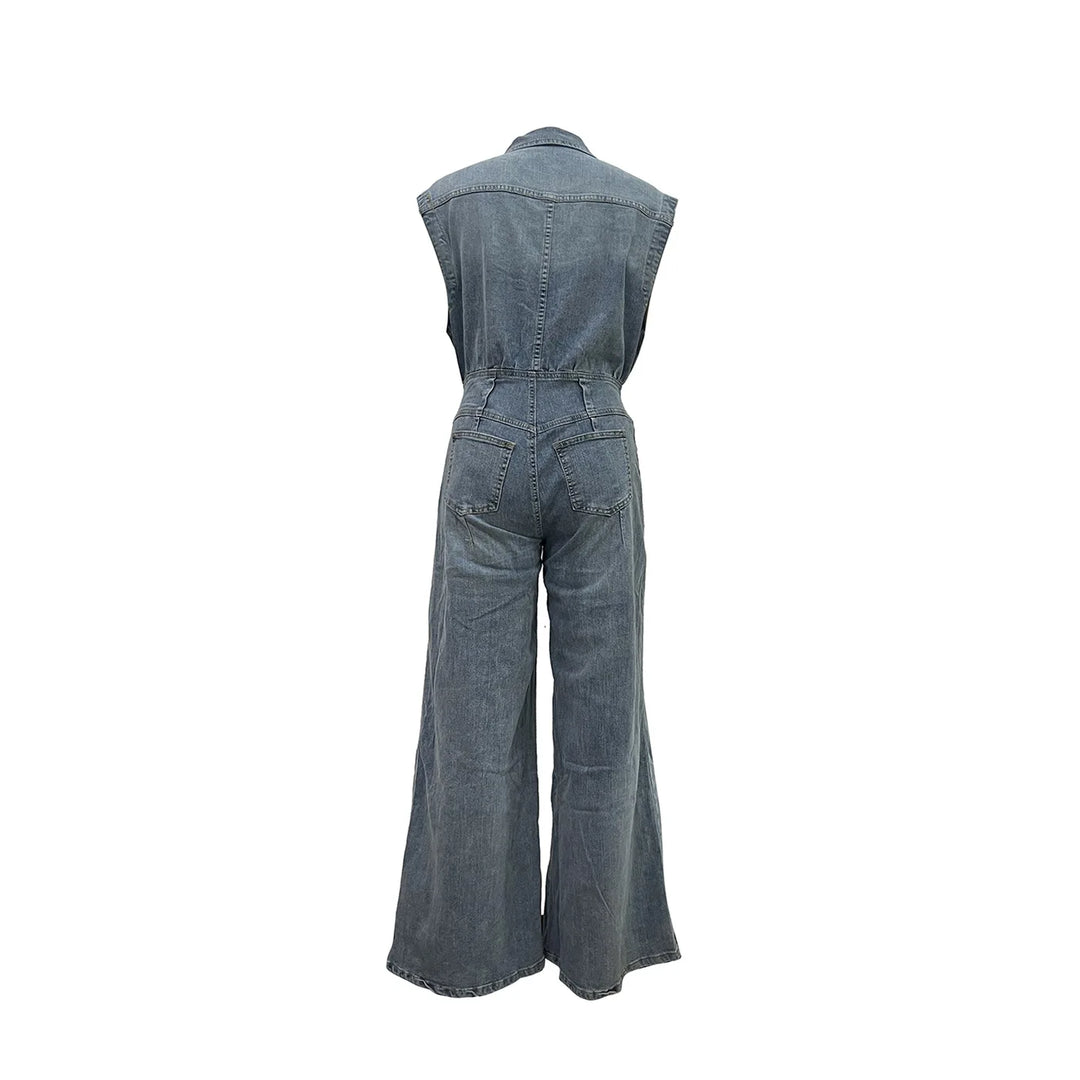 Stella | Combinaison en Jean à Taille Cintrée et Jambes Larges