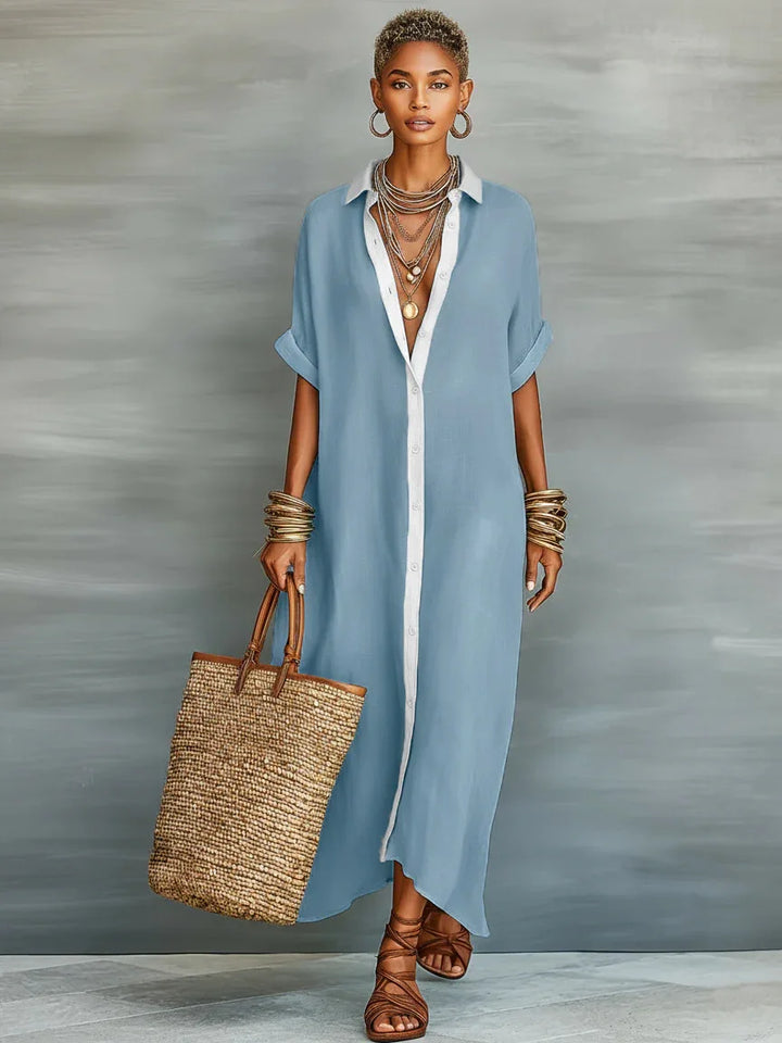 Robe Chemise à Col Rabattu