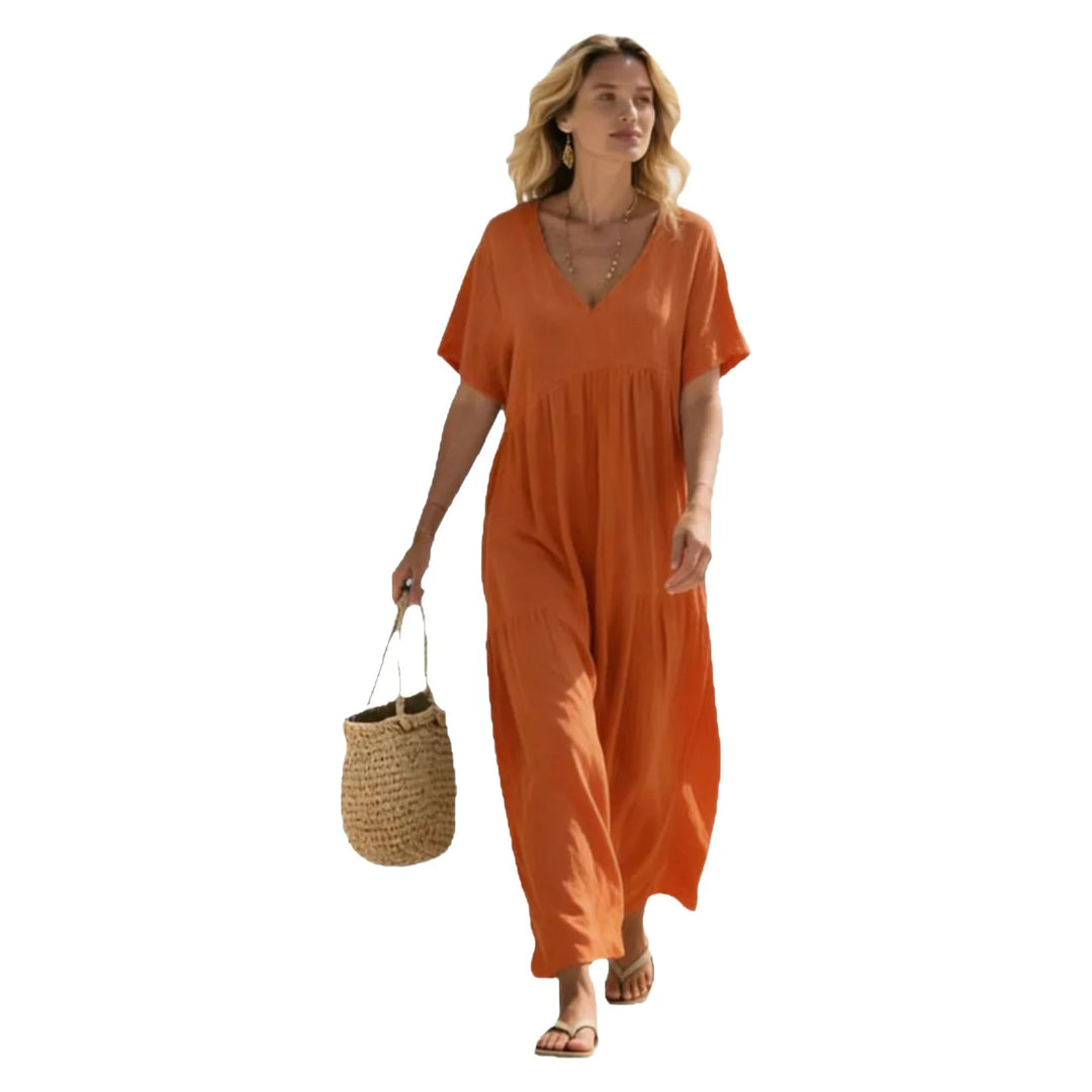 Robe d'été midi décontractée à manches courtes