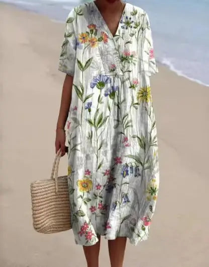 Robe Florale Vintage Décontractée et Fluide