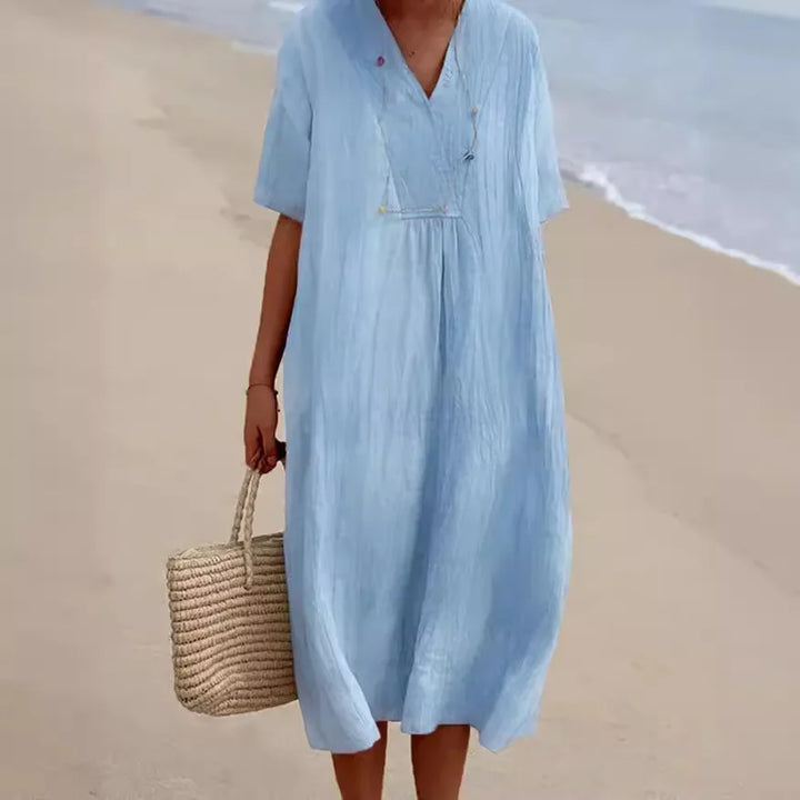 Robe maxi en coton et lin pour