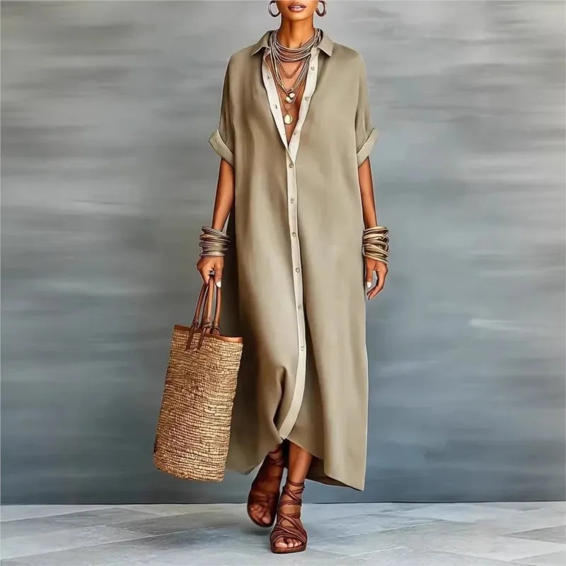 Robe en Coton Lin de Couleur