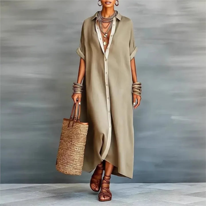 Robe en Coton Lin de Couleur