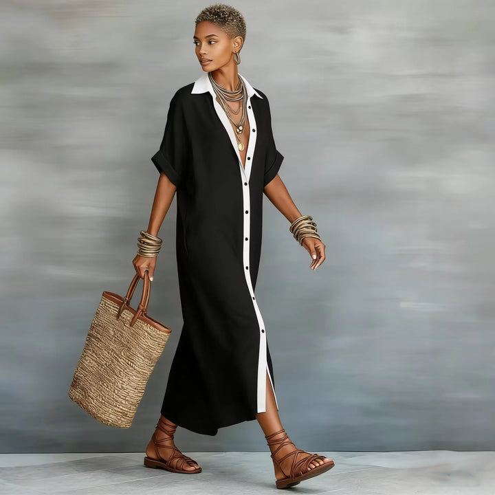 Robe Chemise à Col Rabattu