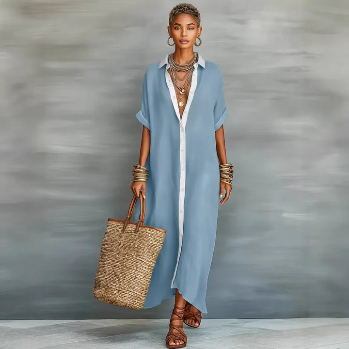 Robe Chemise à Col Rabattu