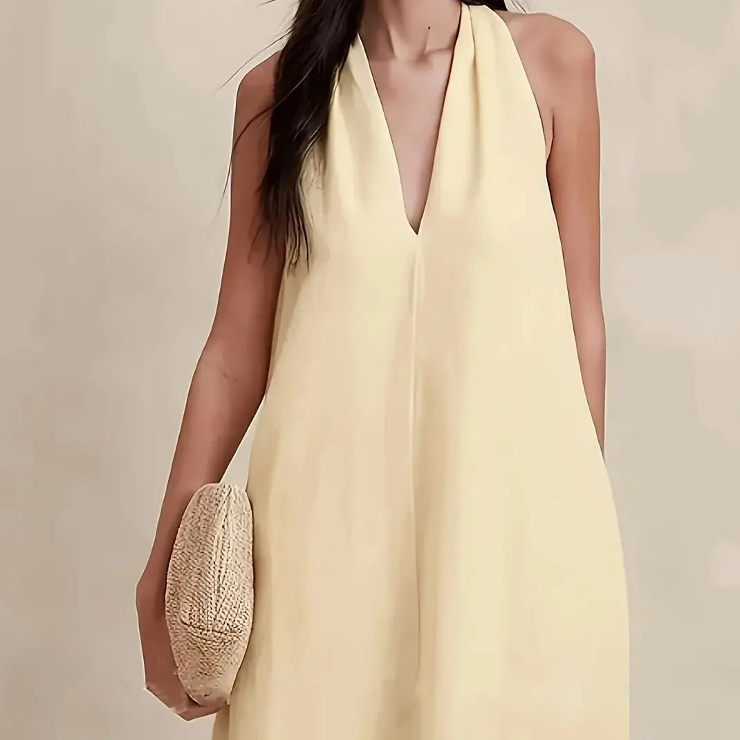 Robe Maxi Décontractée à Col Halter V