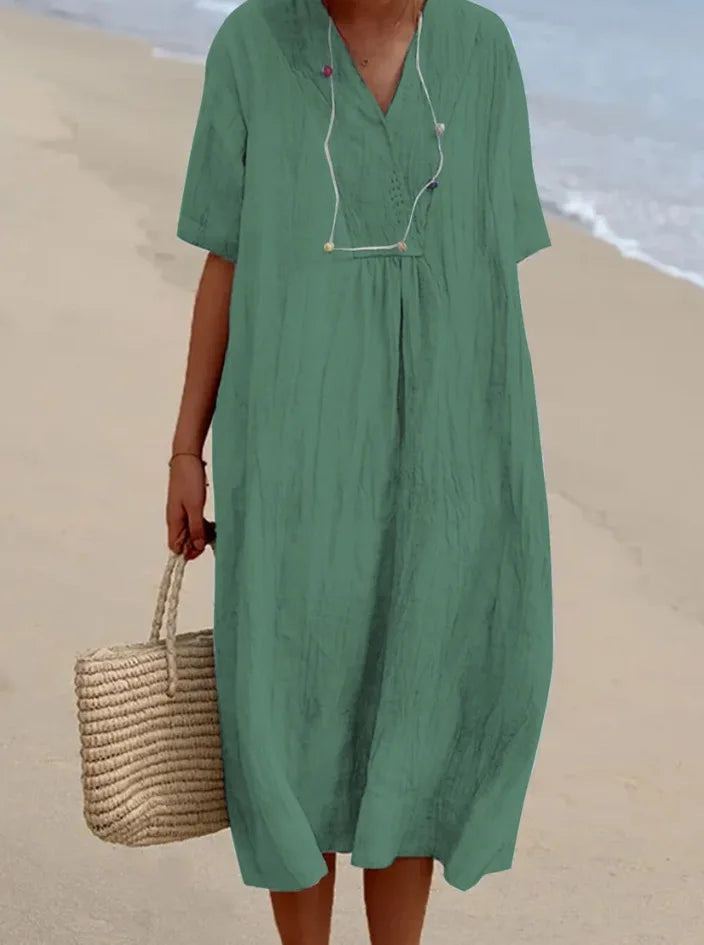 Robe maxi en coton et lin pour