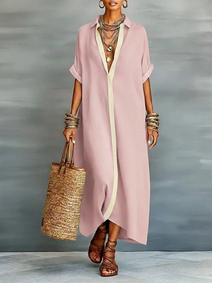 Robe en Coton Lin de Couleur
