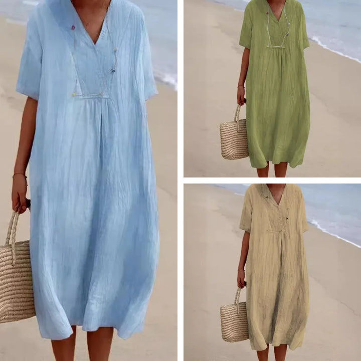 Robe maxi en coton et lin pour